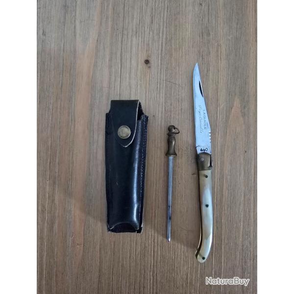 Couteau laguiole de collection poyet-coursolle avec son �tui et fusil.