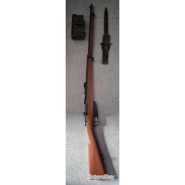 Magnifique Ensemble Carcano M91 Long (Terni) Mono-matricule Canon Miroir + Ba�onnette 1942