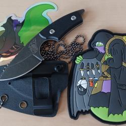 Couteau edc Mini ghost homme gris avec patch et sticker
