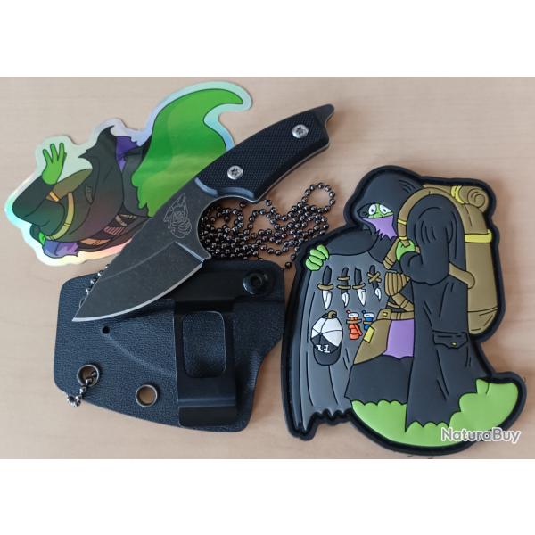 Couteau edc Mini ghost homme gris avec patch et sticker