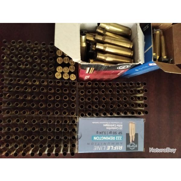 350 douilles 222 remington tir�es une fois