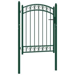 Portail de cl&ocirc;ture Emmen avec partie sup&eacute;rieure cintr&eacute;e en acier 100&nbsp;x&nbsp;98,5&nbsp;cm vert