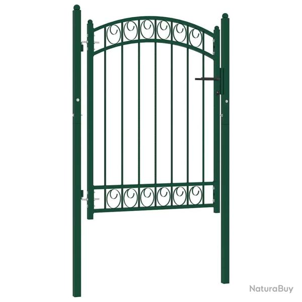 Portail de cl�ture Emmen avec partie sup�rieure cintr�e en acier 100�x�98,5�cm vert