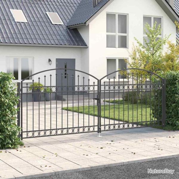 Porte de Cl�ture ASSEN 401 x 200 cm Acier Gris Verrouillable