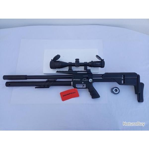 PACK-2 CARABINE M60 PCP SNOWPEAK  MULTISHOT + Lunette 4-16 X 40AO MilDot Cal. 6,35 mm, 19,9 Joul.