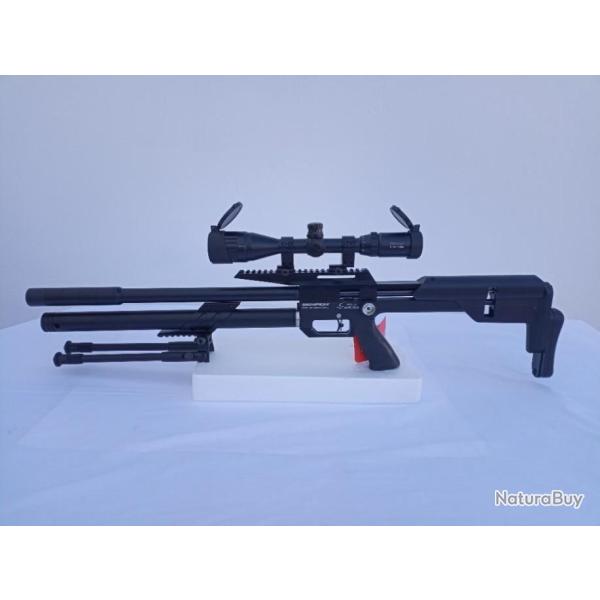 PACK-3 CARABINE M60 PCP SNOWPEAK  MULT + BIPIED + Lunette 4-16 X 40AO MilDot Cal. 6,35 mm, 19,9 J.