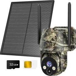 Cam&eacute;ra Chasse Solaire Capteur Mouvement SIM Batterie 10400mAh PTZ Panneau 6W Angle 360&deg; Etanche IP66
