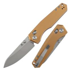 Couteau Tenable Beaver Crossbar Lock Lame Nitro-V Manche Aluminium Bronze T1105V8