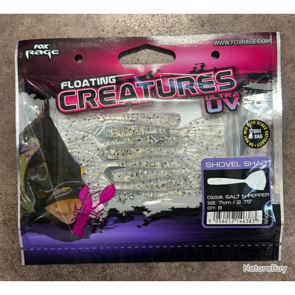 Leurres Fox Rage Creatures UV Shovel Shad 7cm salt n pepper