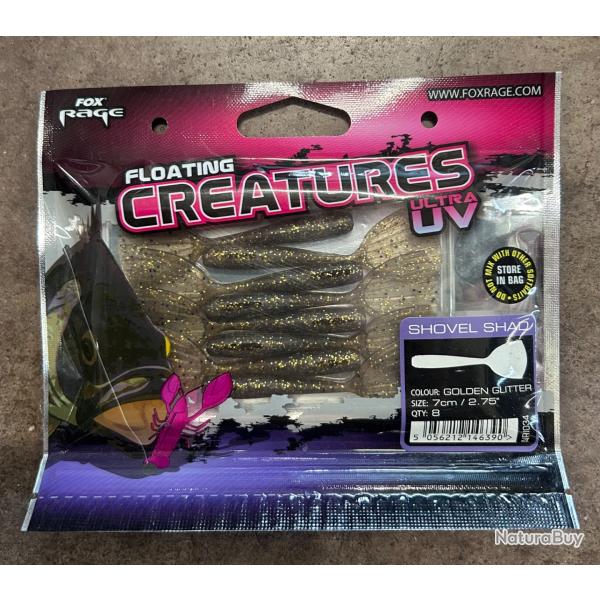 Leurres Fox Rage Creatures UV Shovel Shad 7cm golden glitter