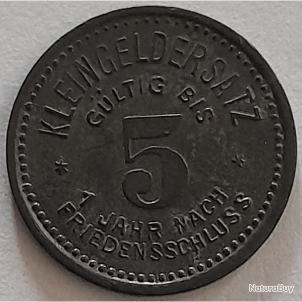 Pi�ce de Monnaie Allemagne 5 pfennig - Meuselwitz Rare 70 000 Monnaie de n�cessit� 1918 Zinc
