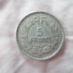 pi&eacute;ce 5 Francs - LAVRILLIER (Alu) - 1947 Tranche lisse