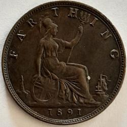 Pi&egrave;ce de Monnaie Angleterre Farting 1891 Petit tirage recherch&eacute;e Qualit&eacute;