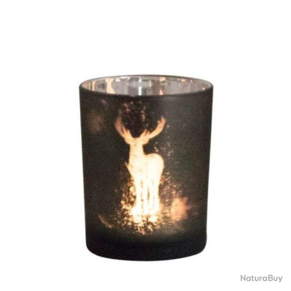 Photophore en verre cerf - Taille L - photophore verre cerf