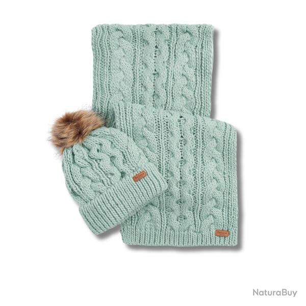Coffret Barbour �charpe + bonnet Vert menthe