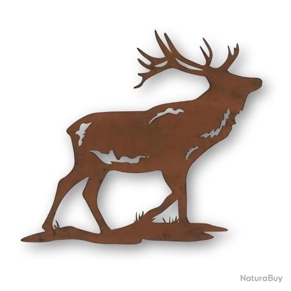 D�co murale Cerf en m�tal vieilli  - deco cerf metal