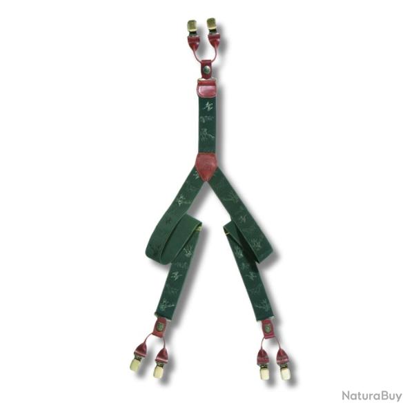 Bretelles pour pantalon Imprim�s cerf, canard ... Vert - Riserva - bretelles imprim�s vert R