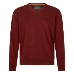 Pull Col en V Pine en laine m&eacute;rinos Merlot - Seeland