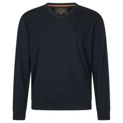 PulL Col en V Pine en laine m&eacute;rinos Bleu - Seeland
