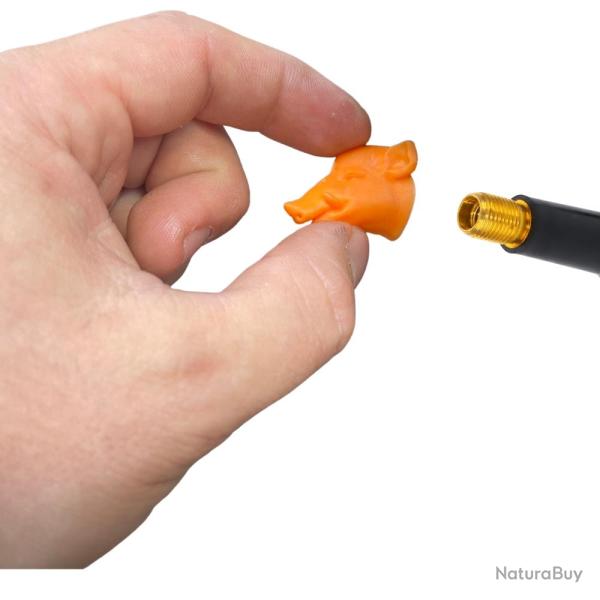 Bouchon de valve de pneu T�te de Sanglier orange chasse - bouchon Sanglier orange