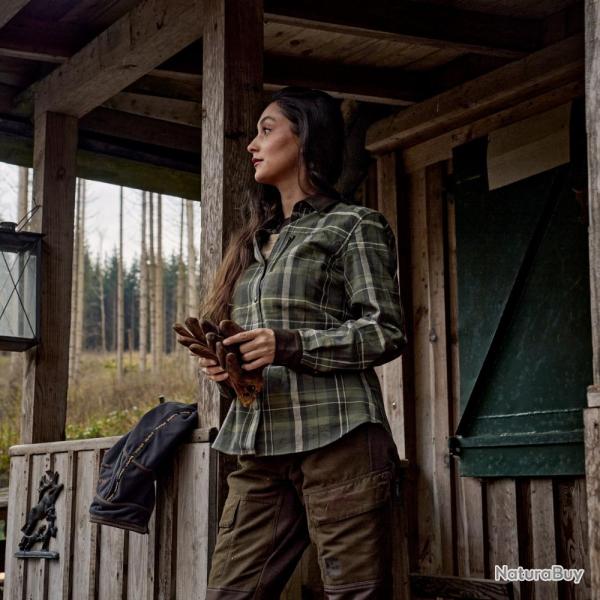 Chemise Pajala Femme Olive Check - H�rkila - pajala femme olive S