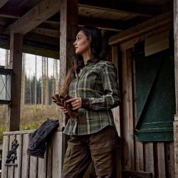 Chemise Pajala Femme Olive Check - H&auml;rkila