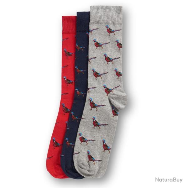 Chaussettes Faisans (Box de 3 paires) - Barbour - box chaussettes faisans S