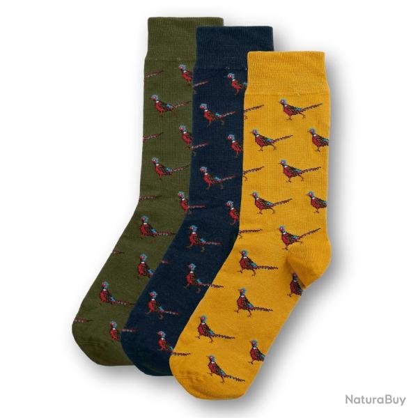 Chaussettes faisans Forest (Box de 3 paires) - Barbour - chaussettes faisans Forest