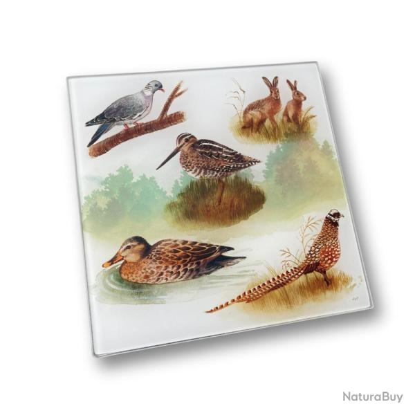 Dessous de Plat Petit Gibier : Plateau & Planche 20x20 cm - sous plat 20 petit gibier