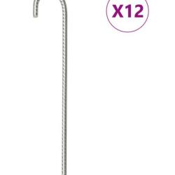 Piquets tente acier galvanis&eacute; 37 cm &Oslash;10 mm robustes lot 12