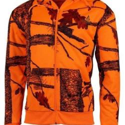 Sweat &agrave; capuche zipp&eacute; camo orange TREELAND-M