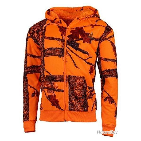 Sweat � capuche zipp� camo orange TREELAND-M