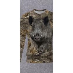 Tee-shirt homme manches longues motif sanglier
