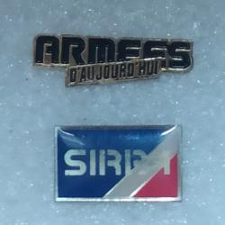 PINS ARMEE FRANCAISE SIRPA ET ARMEE D' AUHOURD 'HUI LOT DE 2 PINS