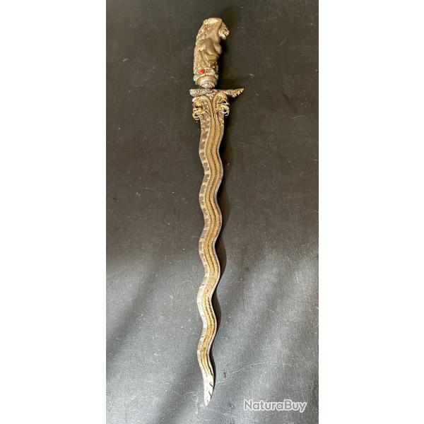 ANCIEN SUPERBE KRISS / KERIS INDONESIEN, TOP QUALITE, PAS DE FOURREAU