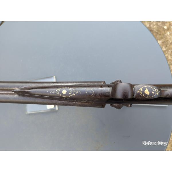 beau et grand fusil BRUN LATRIGE PARIS CAL 16 d�cores or bien visible !Long 116 cms TBE fonction !