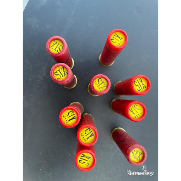 Lot de 10 cartouches anciennes calibre 24/65 plomb num�ro 6