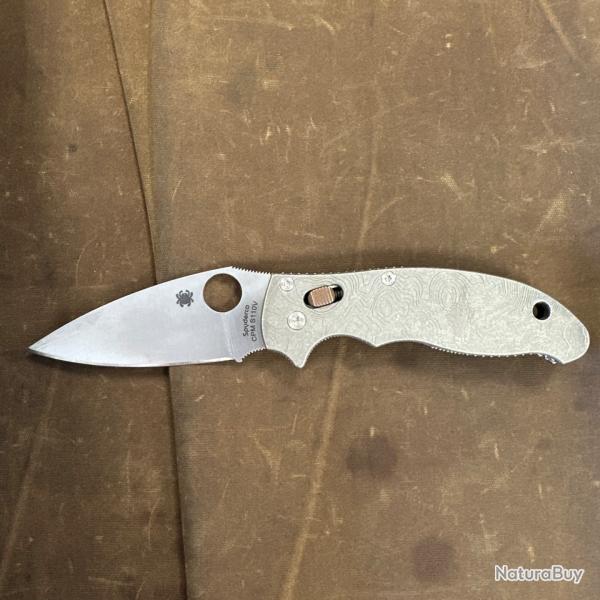 Couteau Spyderco Manix 2 + Flytanium Titanium Topo Scales and clip + extras