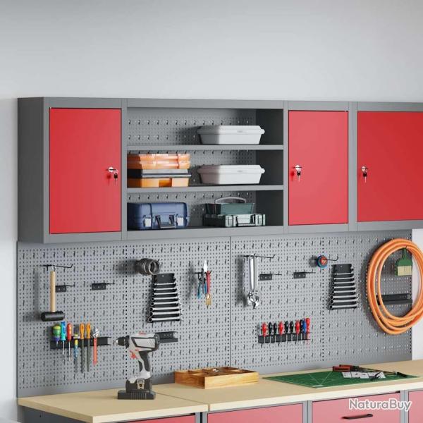 Armoire � outils avec �tag�re Rouge et Gris 150 x 20 x 55 cm