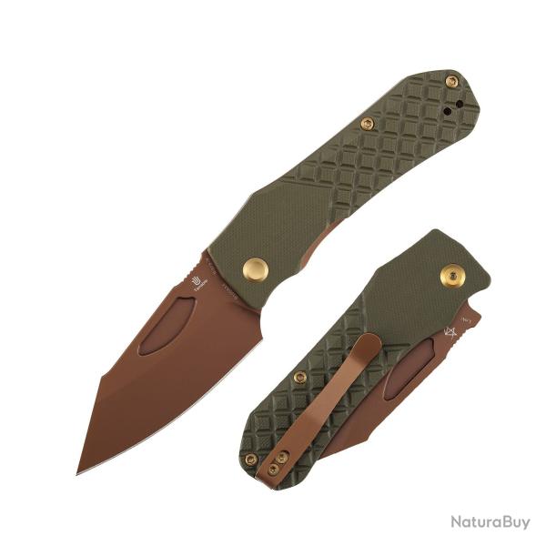 Couteau Tenable Loki Linerlock Lame Nitro-V Rose Gold Manche G10 Vert Olive B1058A4