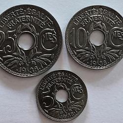 Pi&egrave;ce de Monnaie  France  Lot -5-10-25 centimes Lindauer 1938 Avec Point - Qualit&eacute;