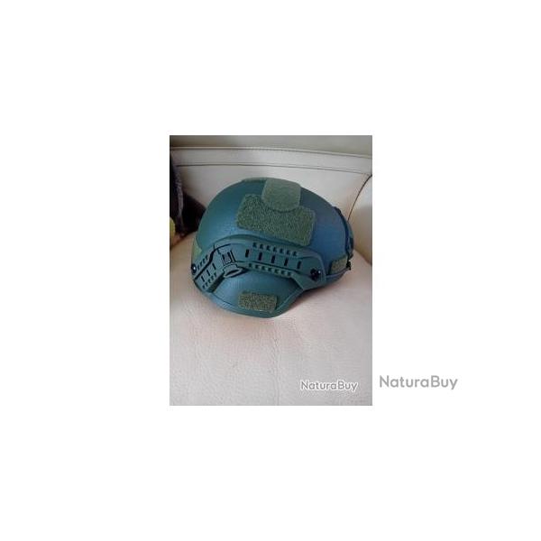 VERITABLE CASQUE BALISTIQUE PARE BALLES MICH NIVEAU IIIA TAILLE 54/62 KAKI