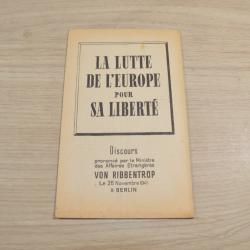 LA LUTTE DE L'EUROPE POUR SA LIBERT&Eacute; - Discours du 26 Novembre 1941 (8)