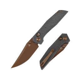 Couteau Tenable Deadite Crossbar Lock Lame 14C28N Rose Gold Manche Micarta Noir B1081V3