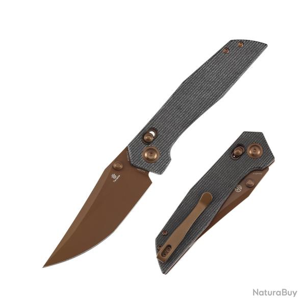 Couteau Tenable Deadite Crossbar Lock Lame 14C28N Rose Gold Manche Micarta Noir B1081V3