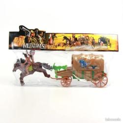 INDIENS et diligence western wild west am&eacute;ricain lot intact ancien jouet collection
