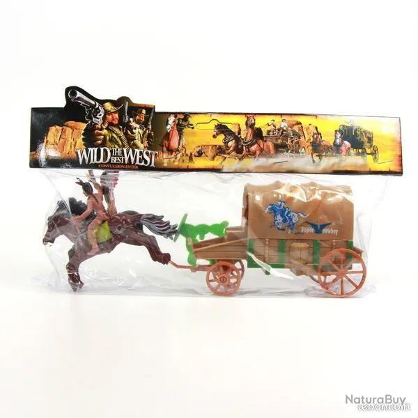 INDIENS et diligence western wild west am�ricain lot intact ancien jouet collection