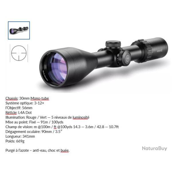 Lunette polyvalente HAWKE VANTAGE 3-12X56 L4A dot