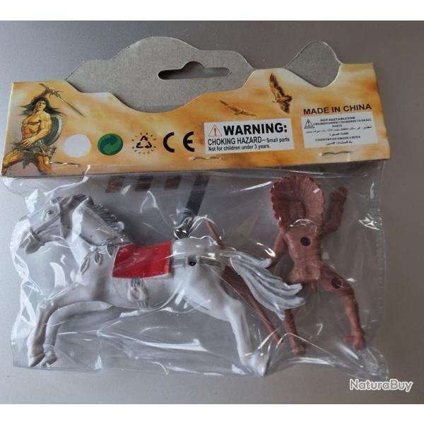 WESTERN superbe cavalier indien � cheval intact La conqu�te de l,OUEST