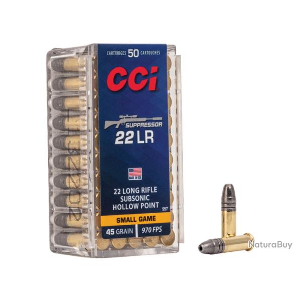 5 BOITES -250 balles CCI 22LR SUPPRESSOR SUBSONIC HOLLOW POINT- POINTE CREUSE